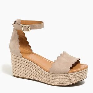 JCrew Suede Scalloped Platform Espadrilles